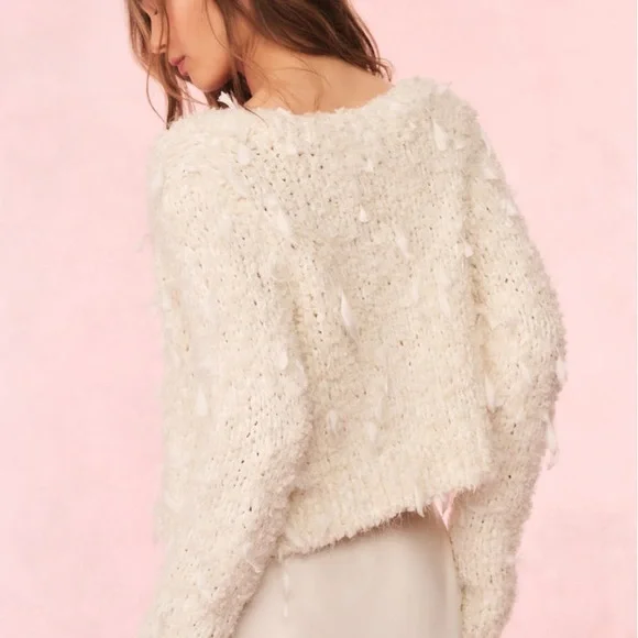 LoveShackFancy NWT Carol Ribbon Bouclé Cardigan size XS - Picture 5 of 6